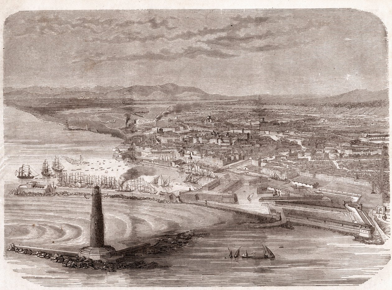 Livorno görünümü (Livorno - Toskana - Toskana) - Toskana - 1860 gravür by Unknown artist