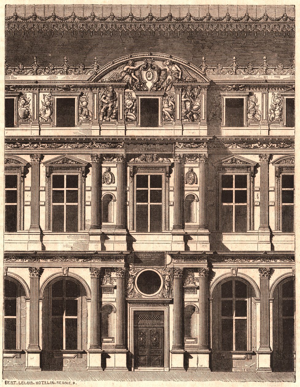 Louvre, Paris, Fransa avlusunun ön kısmının görünümü by Unknown