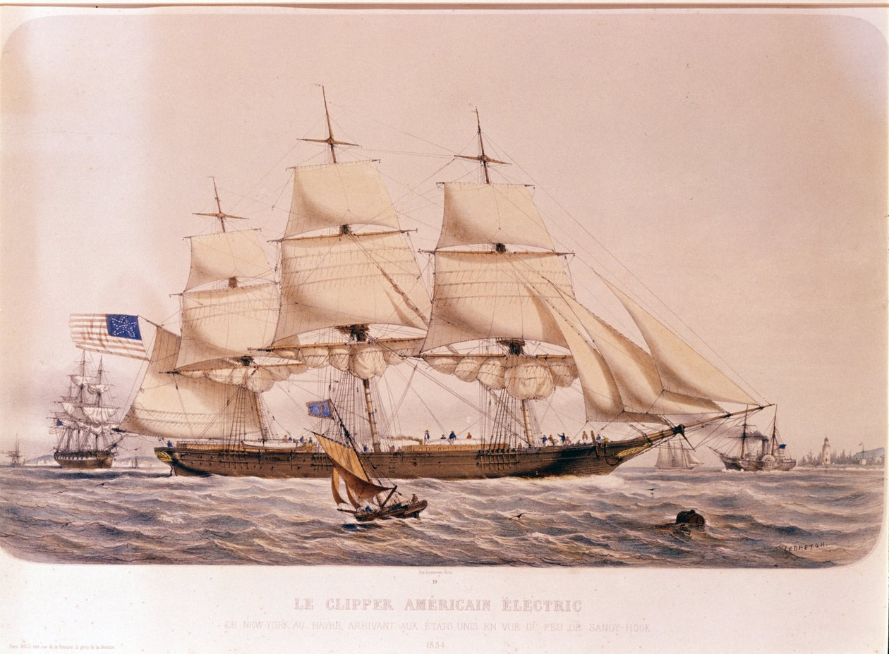 American Clipper Electric'in görünümü. 1854 litografisi by Unknown artist