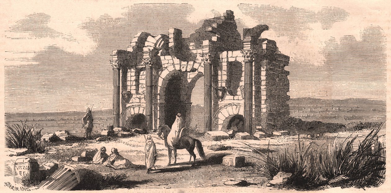 Cezayir'deki Trajan adlı Roma zafer takı görünümü by Unknown