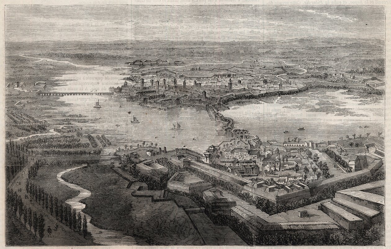 19. yüzyılda Mantua (Mantova, Mantua) şehrinin görünümü by Unknown artist