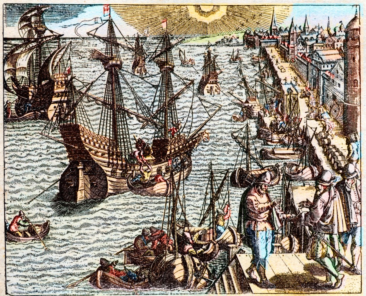 16. yüzyılda Lizbon limanının görünümü - by Unknown artist