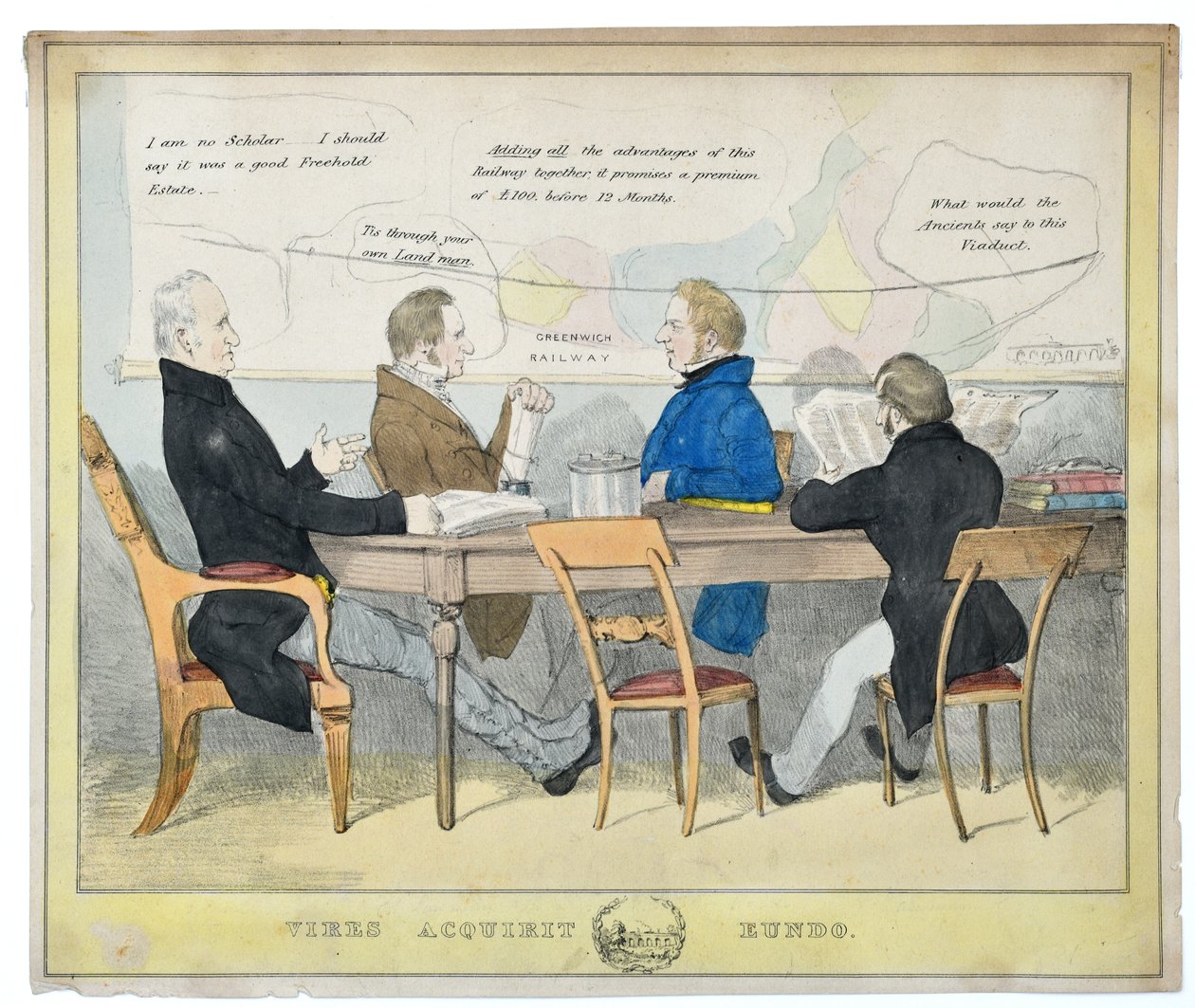 Vires Acquirit Eundo (İlerledikçe güç kazanırız), 1835 civarı (kağıt üzerine elle boyanmış taşbaskı) by Unknown artist