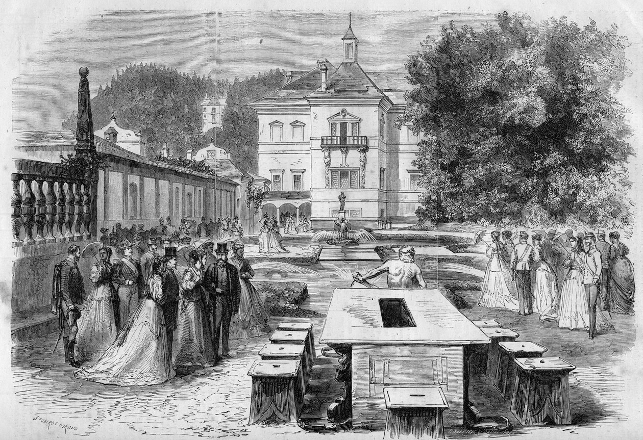 İmparator François-Joseph (1830-1916) ve Avusturyalı Impress Elisabeth (Sissi) (1837-1898), Eugenie (1826-1920), Impress of the French ve III. Napolyon
