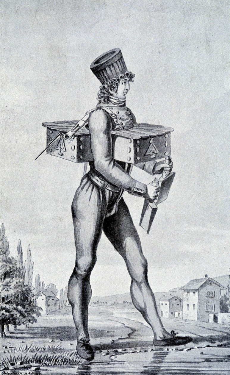 19. yüzyılın savaş kıyafeti. 19. yüzyıl gravürü. by Unknown artist
