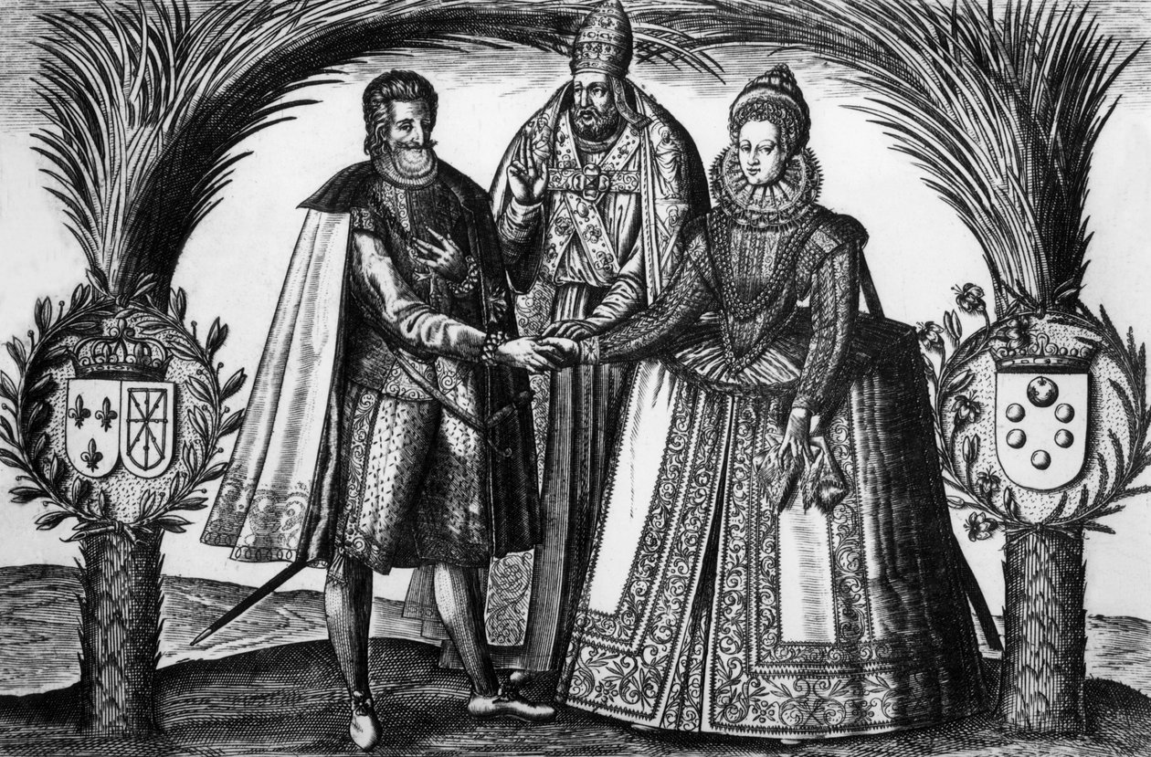 Fransız kralı Henri IV ve Marie de Medicis'in 17 Aralık'ta düğünü by Unknown artist