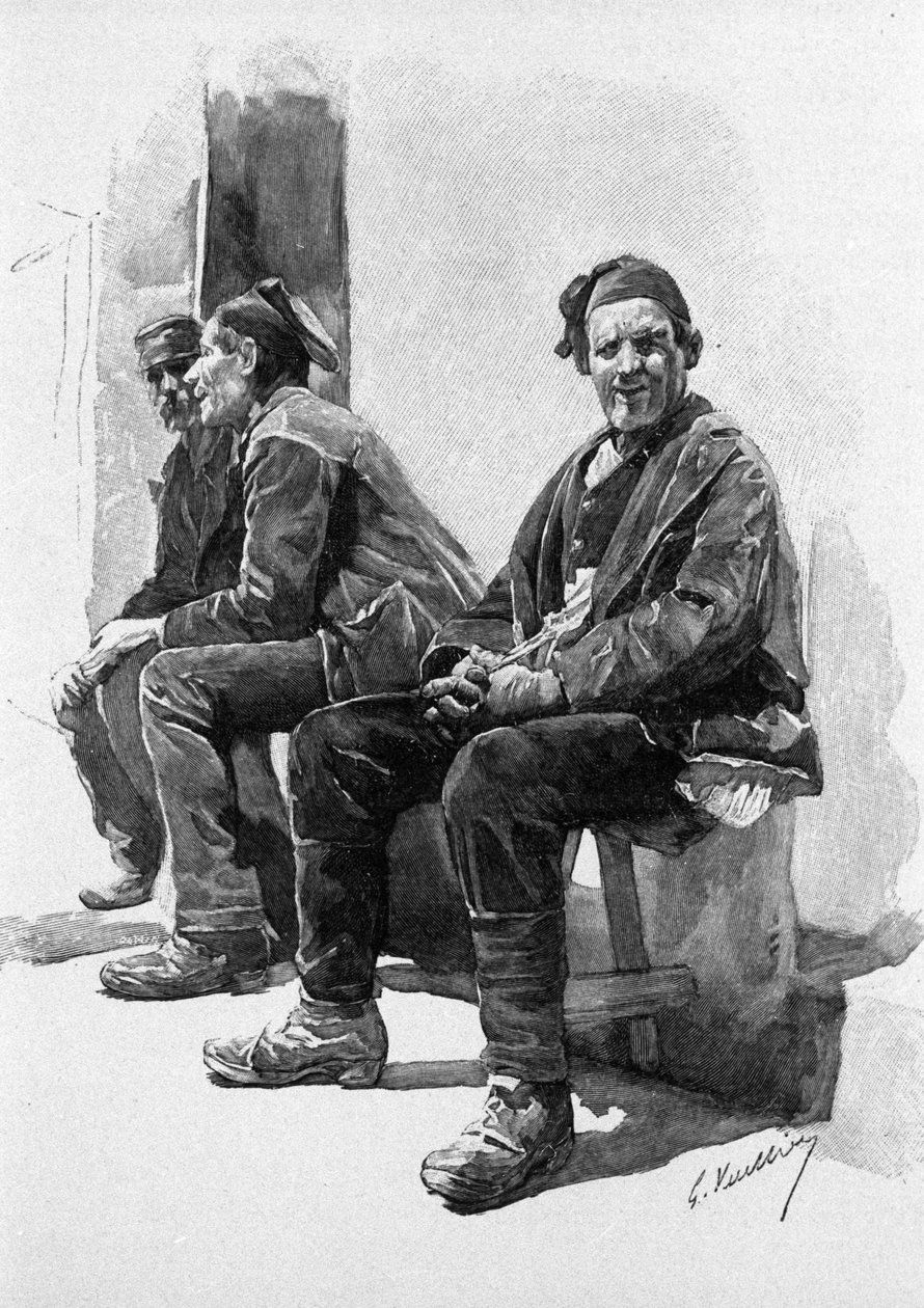 Hasat zamanını beklerken: Köylüler dinlenir. Sicilya 19. yüzyıl gravür by Unknown artist