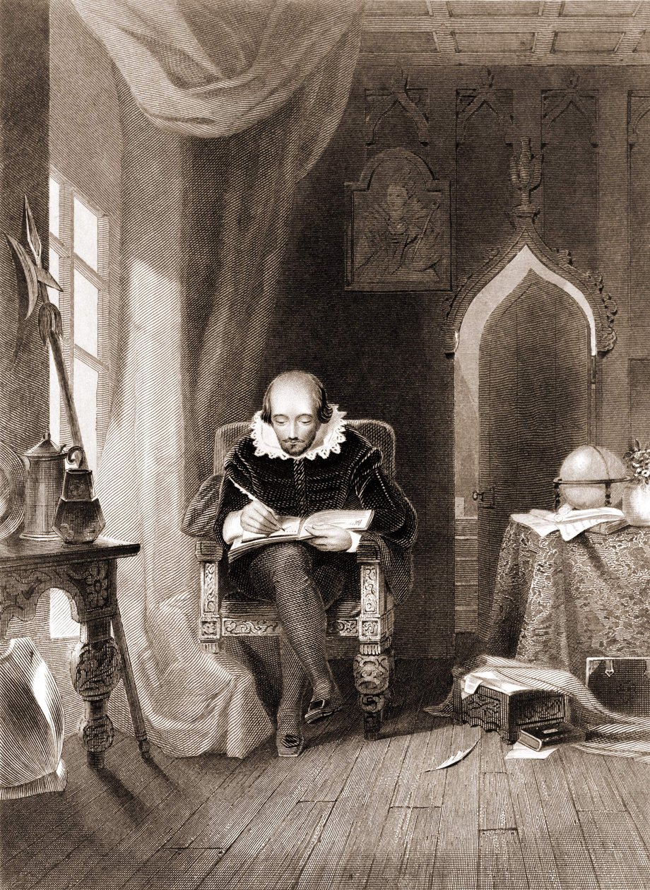William Shakespeare (1564 - 1616) ofisinde. by Unknown artist