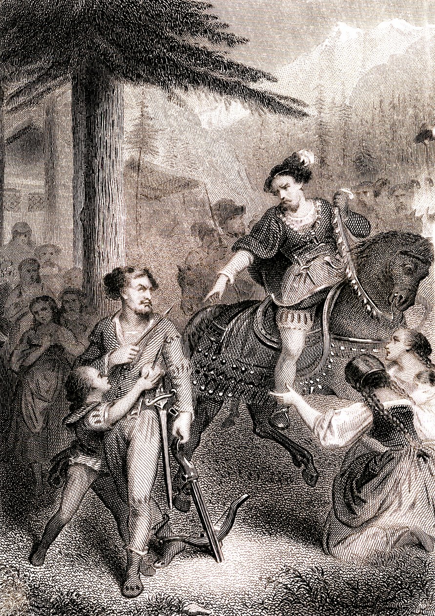 Vatansever İsviçre efsanesinde William Tell'in icra memuru Gessler'ı vurduğu söyleniyor by Unknown artist