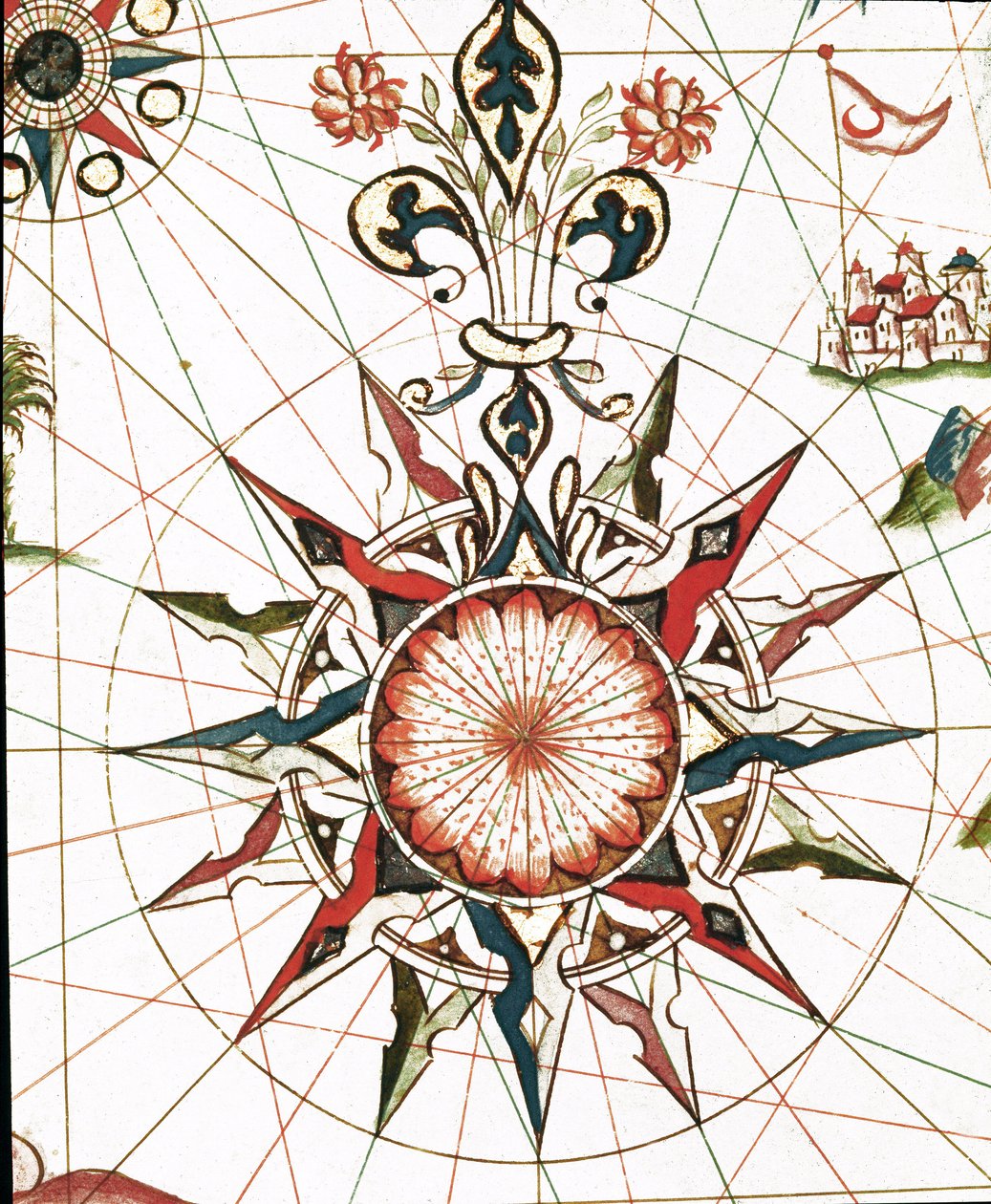 Rüzgar Gülü (Catellini portulanın detayı) by Unknown artist