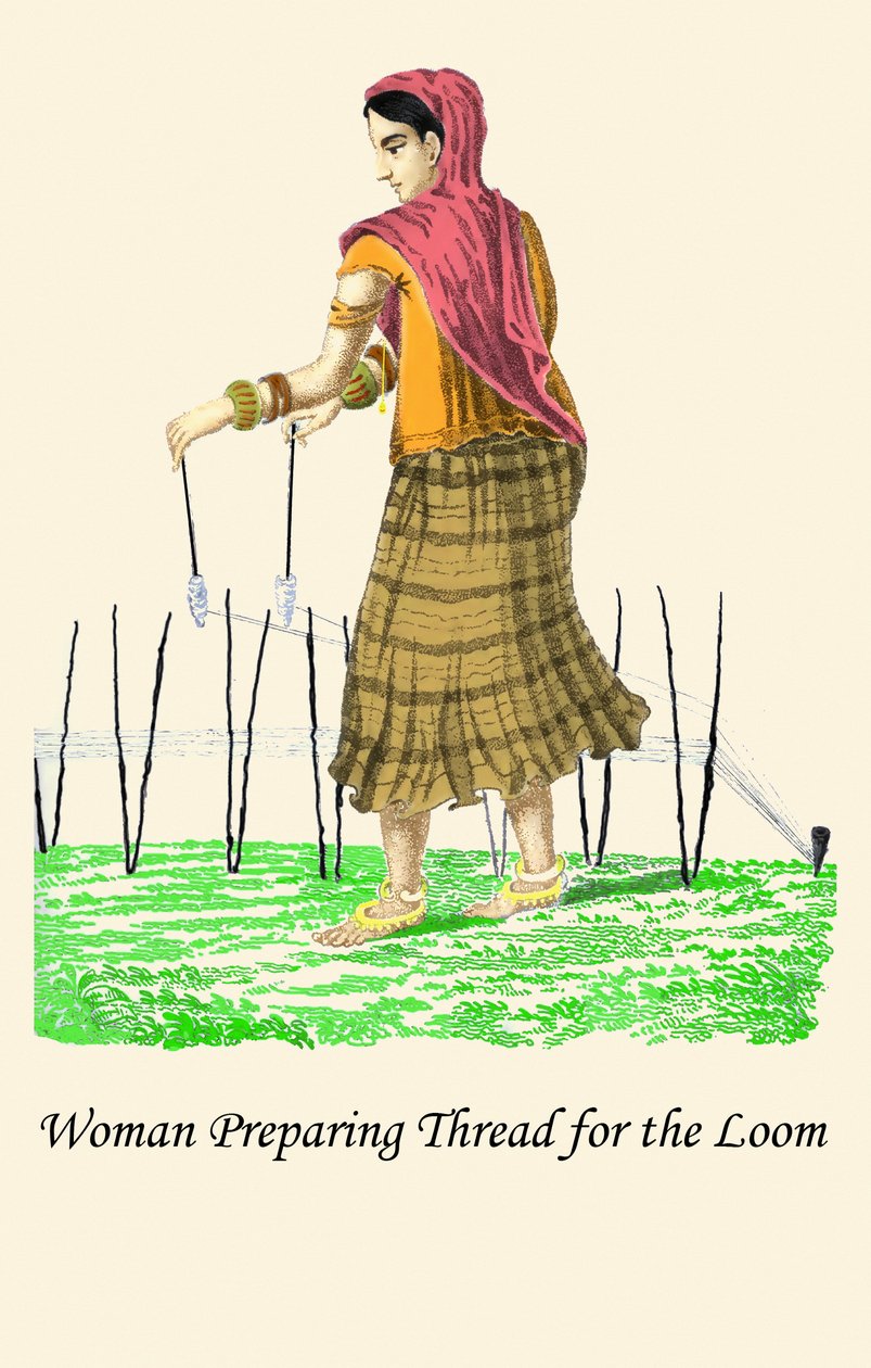 Tezgah için İplik Hazırlayan Kadın by Unknown Artist
