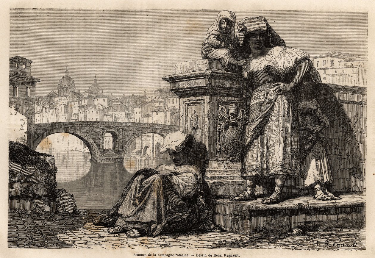 Roma kırsalının kadınları ve çocukları Tiber