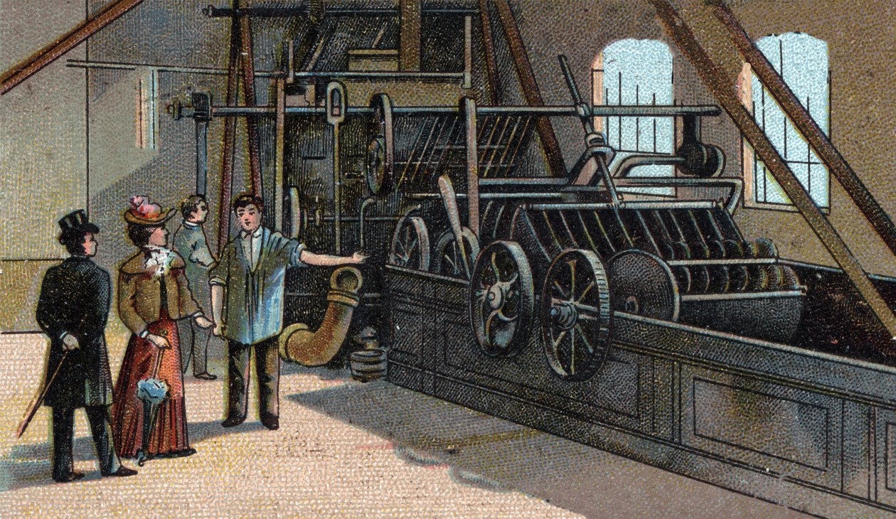 Yün endüstrisi: yıkama. 19. yüzyılın sonunun kromolitografisi by Unknown artist