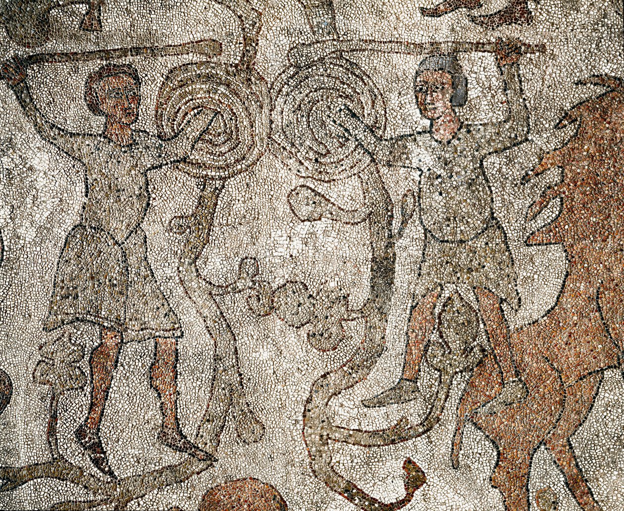 Güreşçiler, Hıristiyanlığın sembolü. Pantaleone Kaldırımı (veya Pantaleon by Unknown artist