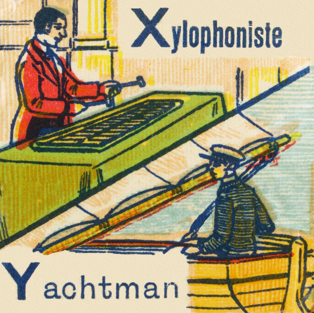 X, Xylophonist olarak Y, Yachtman olarak by Unknown artist
