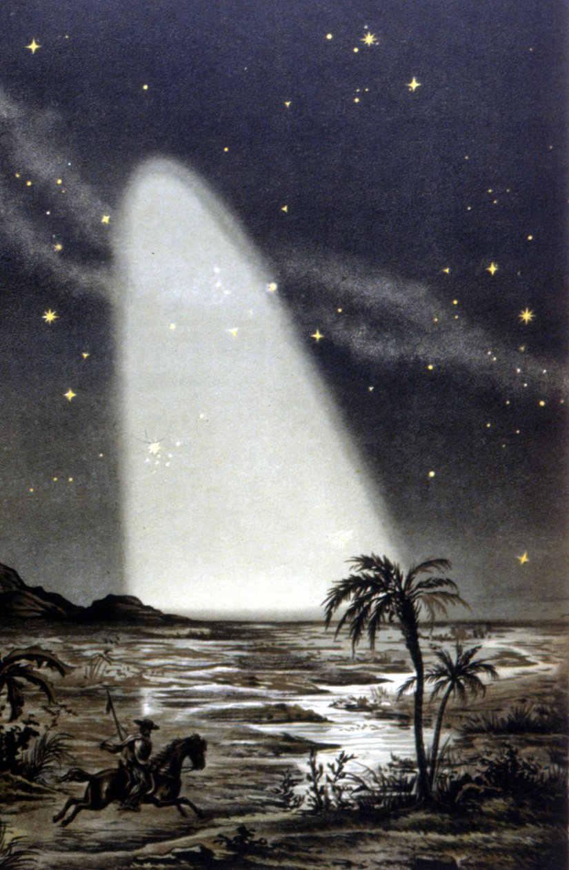 Meksika savanasında zodyak ışığı fenomeni. 19. yüzyıl renkli litografi. by Unknown artist