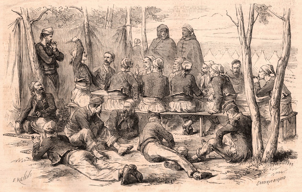Zouave Group, Chalons kampında dinlenirken by Unknown