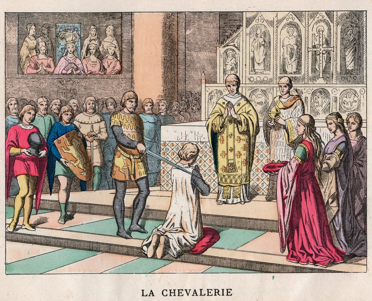 şövalyelik - La Chivalerie - Bir Şövalyenin Yumuşaması - “” Nos Gires Nationales - İmgeler ve anlatımlar”da 19. yüzyıl sonu gravürü by Unknown artist