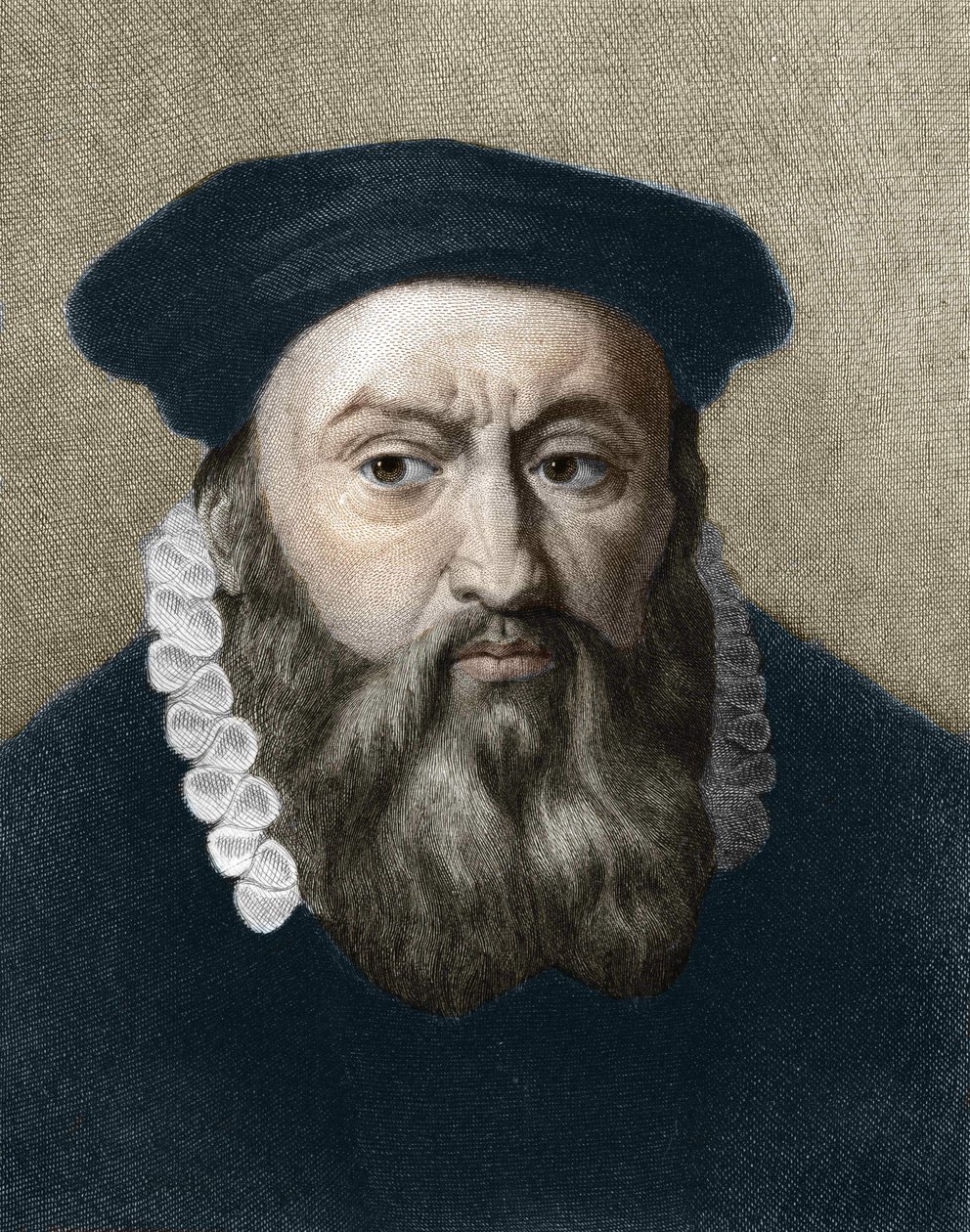 Jean Calvin (1509-1564), Fransız dini reformcu ve yazar portresi. by Unknown artist