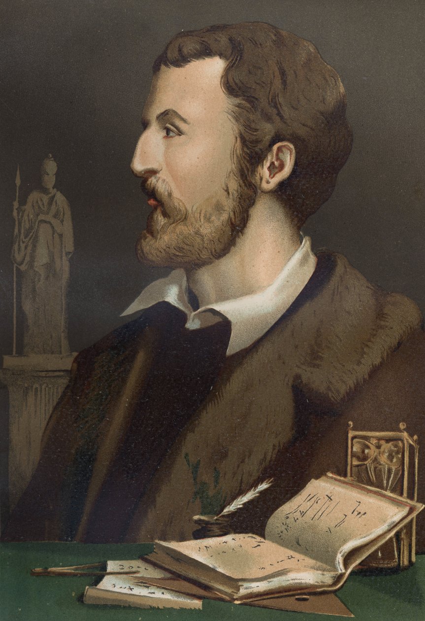 İtalyan Gerolamo Cardano (Cardanus Hieronymus) Medecin, matematikçi, filozof ve İtalyan astrolog (Pavia) içinde Jerome Cardan portresi by Unknown artist