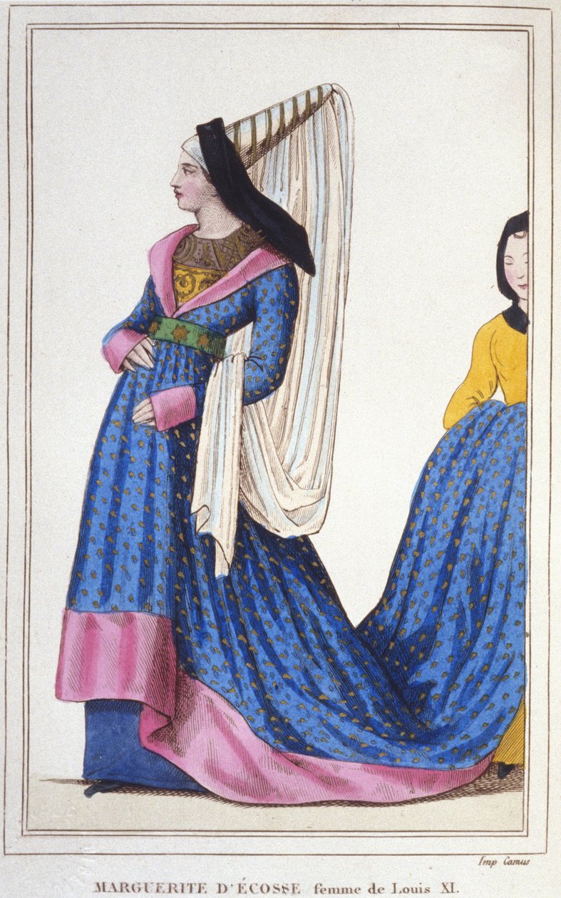 İskoçya'nın Margaret'i, Fransa'nın Dauphine portresi - I. James'in kızı, İskoçya Kralı ve Louis XI'in karısı. 1418-1445. 1830 gravürü. by Unknown artist
