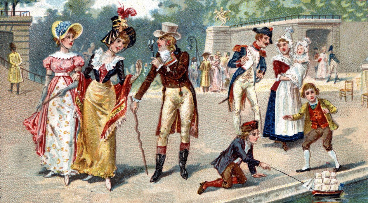 18. yüzyılın sonunda Tuileries Bahçesi. 19. yüzyılın Liebig kromolitografisi by Unknown artist