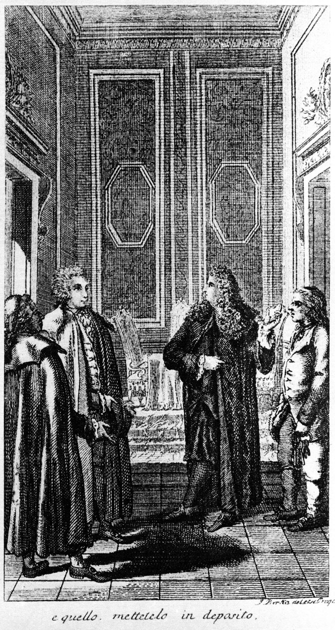 çapkın Giacomo Casanova (1725-1798) maceracı ve İtalyan yazarın tutuklanması. 19. yüzyıl gravürü by Unknown artist