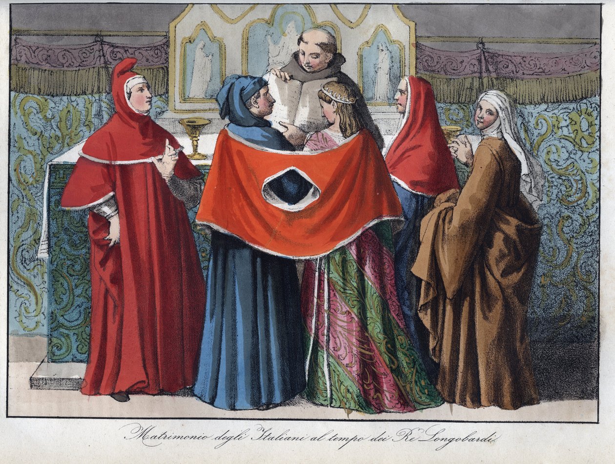 İtalyanların Lombard kralları (568-774) zamanındaki evliliği - by Unknown artist