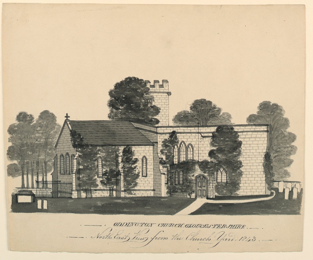 Oddington Church Yard, Gloucestershire, Kuzey Doğu Görünümü by Unknown, English