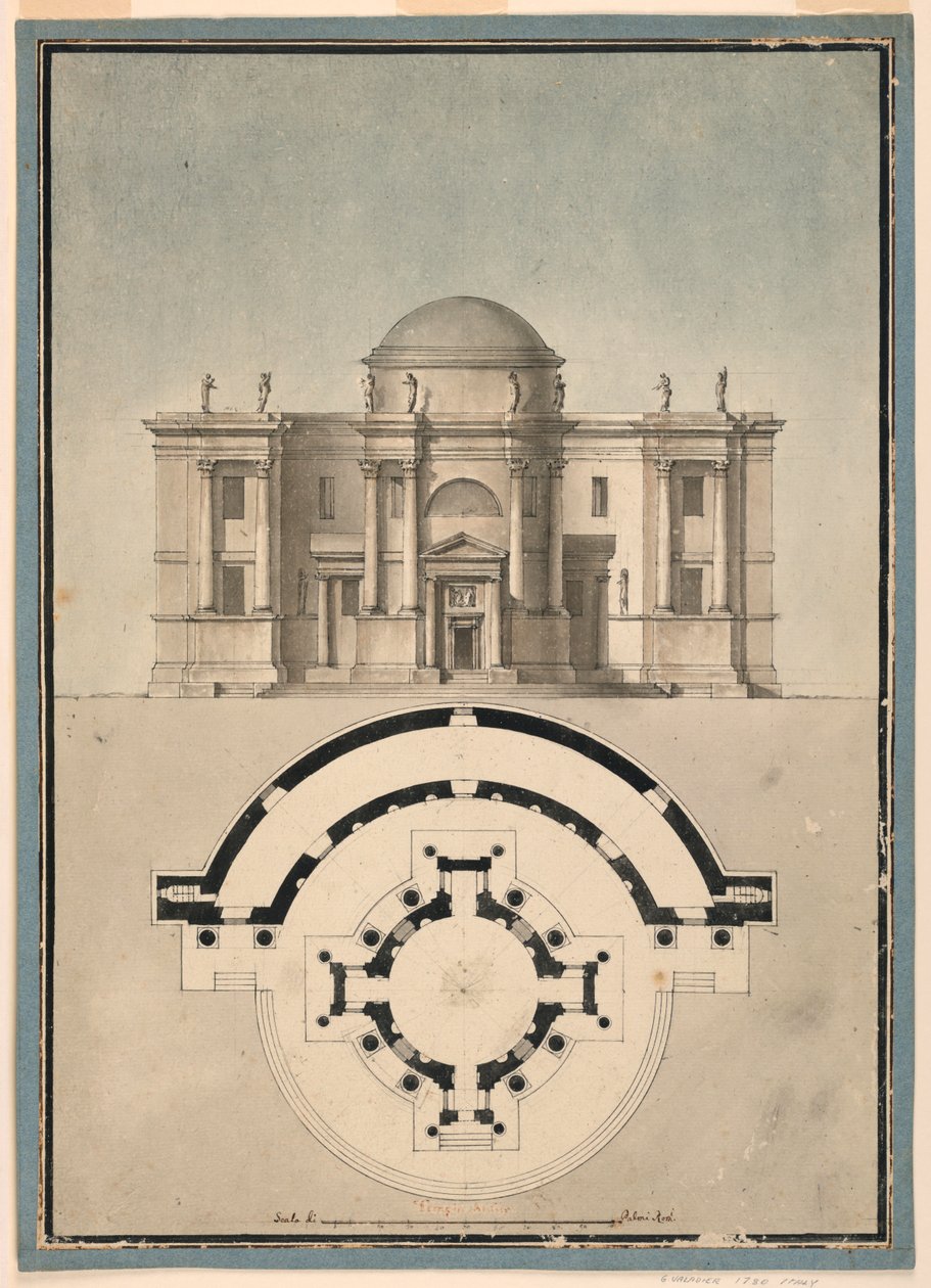 Tempietto ve Yarım Daire Aedicule ile Klasik Bir Tapınak için Tasarım by Unknown, Italian