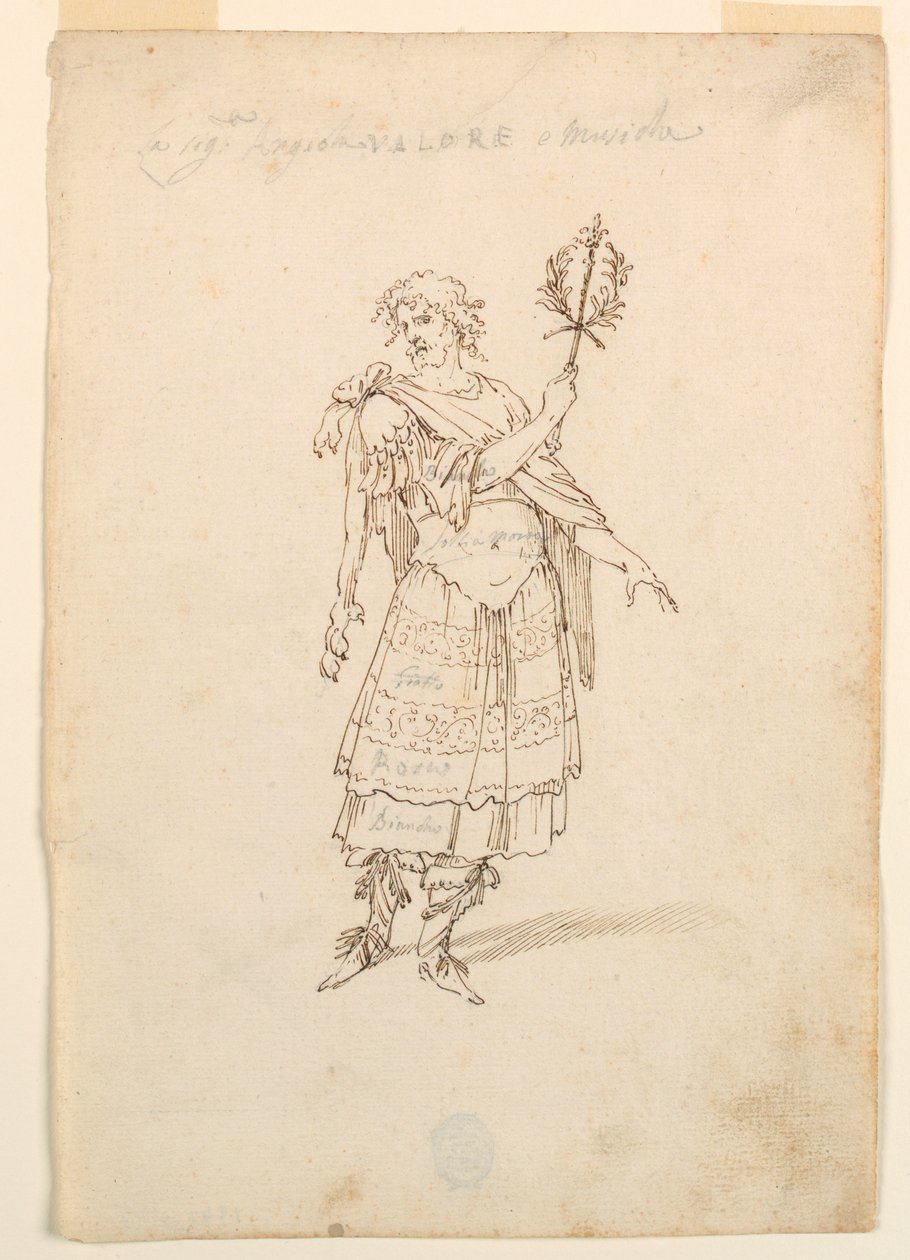 Çizim, Kostüm Tasarımı: Bir Bale için Cesaret ve Müzik, yaklaşık 1720 by Unknown artistUnknown artist