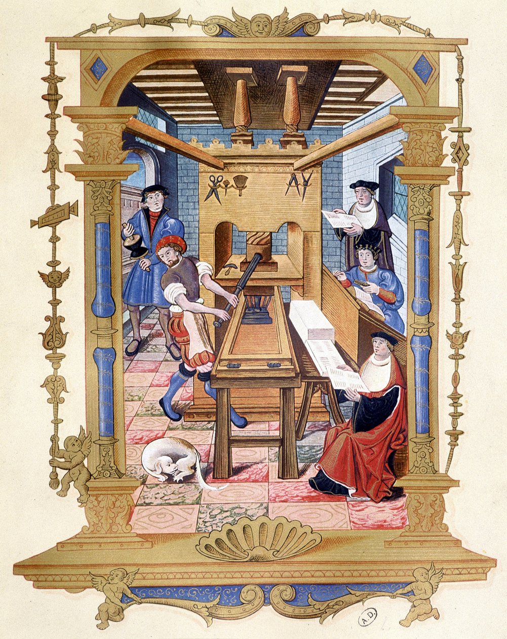 15. yüzyıl matbaası - 19. yüzyıl faks makinesi by Unknown artist