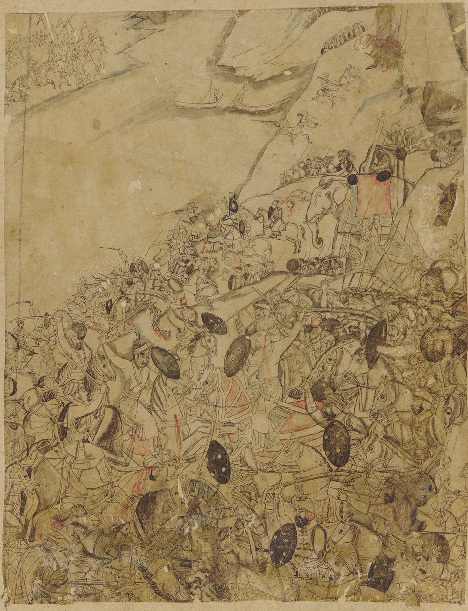 Bir nehir kıyısında bir savaş by Unknown artist