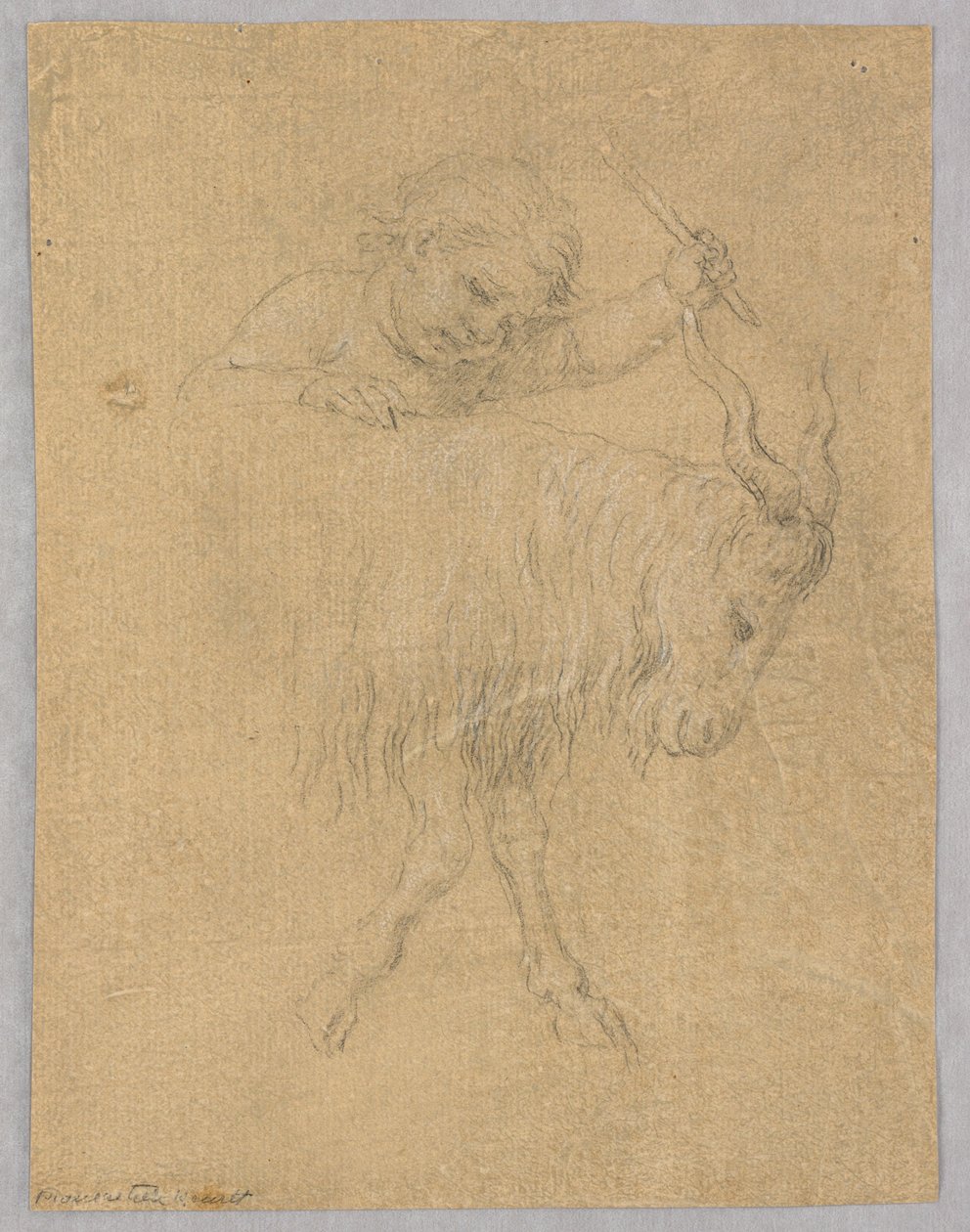 Bir keçi süren bir çocuk by Unknown artist