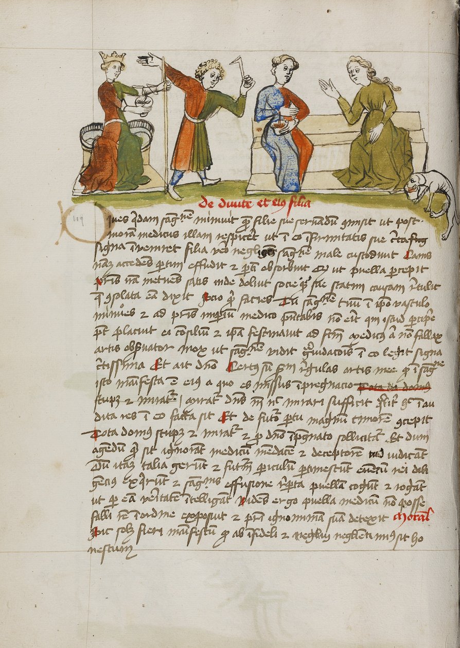 Tahtta Oturan Taçlı Bir Kadının Önünde Duran Bir Adam ve Sohbet Eden İki Kadın by Unknown artist