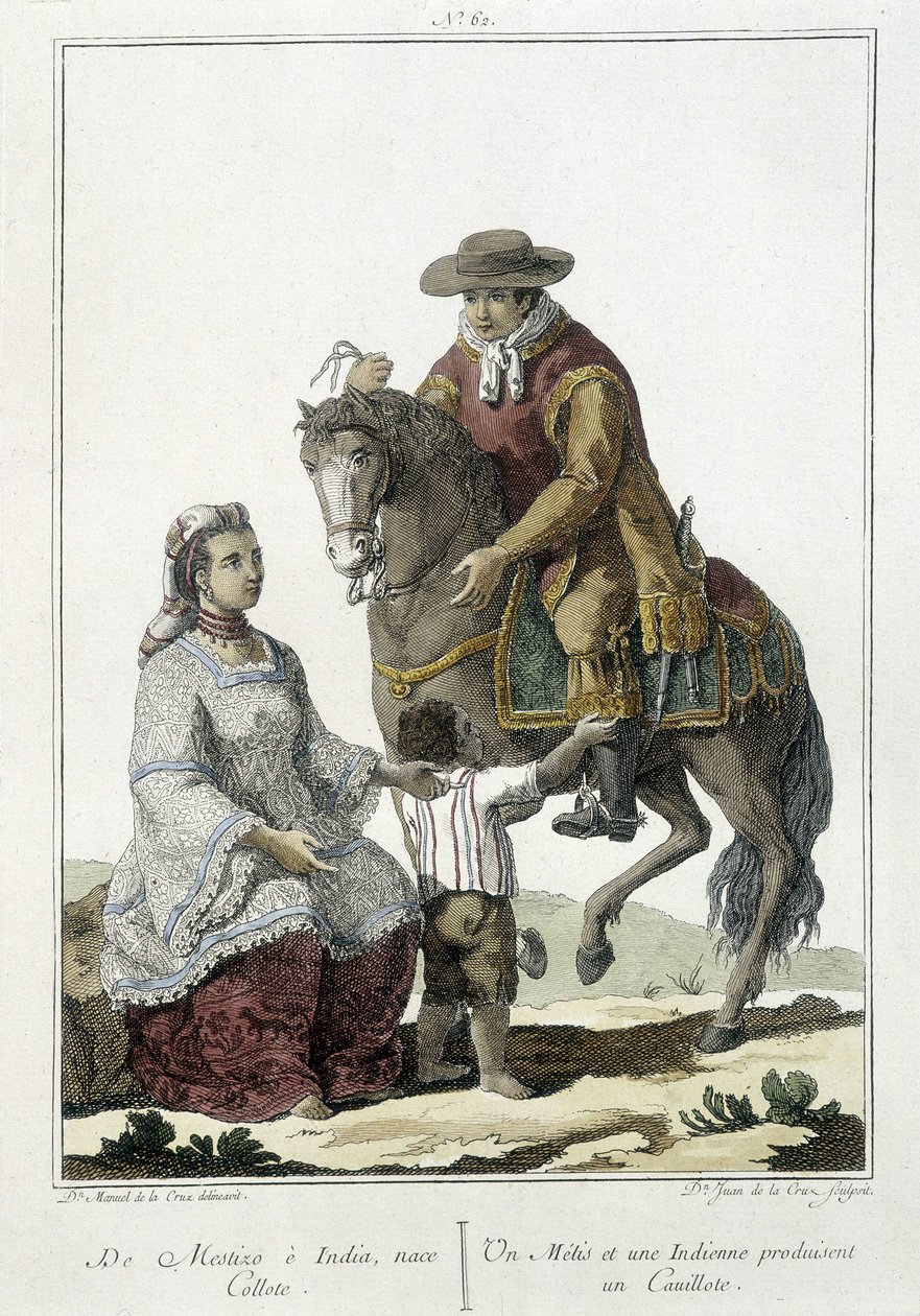 Bir Métis ve bir Kızılderili, bir karyot - gravür doğuruyor by Unknown artist
