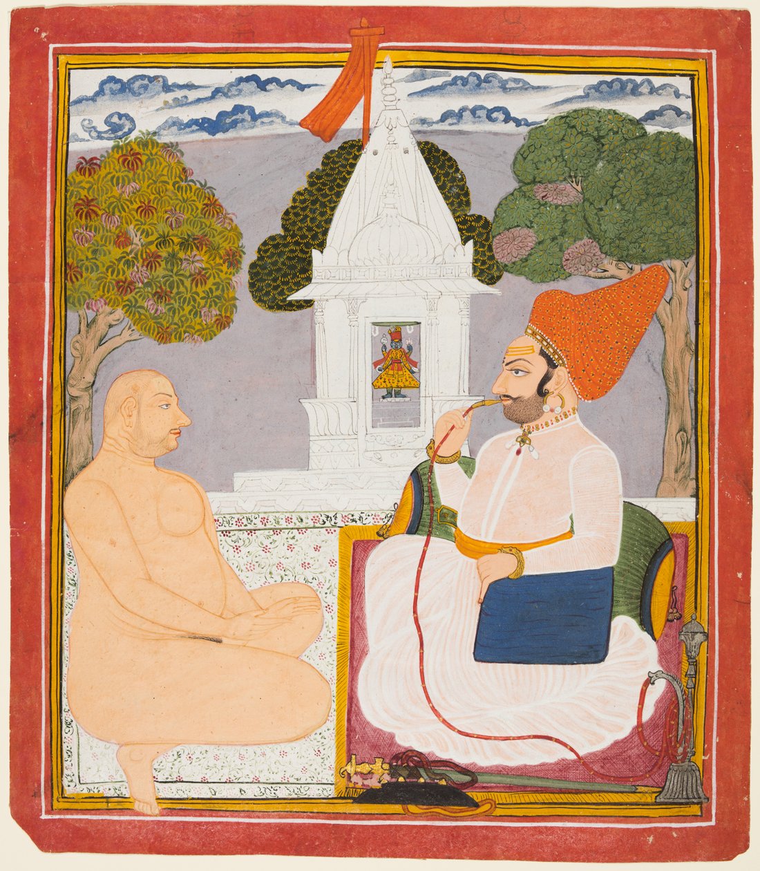 Rathor Soylusu, Vishnu Mabedi'nde Kutsal Bir Adamı Ziyaret Eder. by Unknown artist