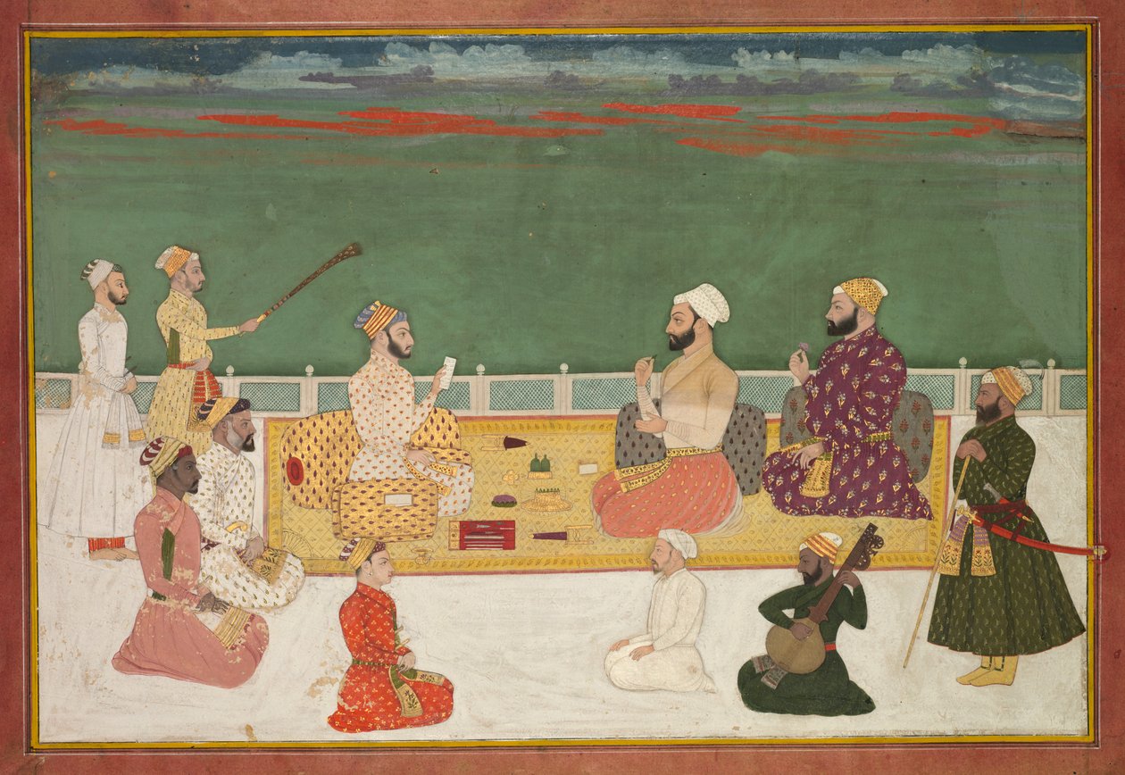 Bir Hükümdar, Ziyaret Eden Soylulara Bir Belge Sunar by Unknown artist