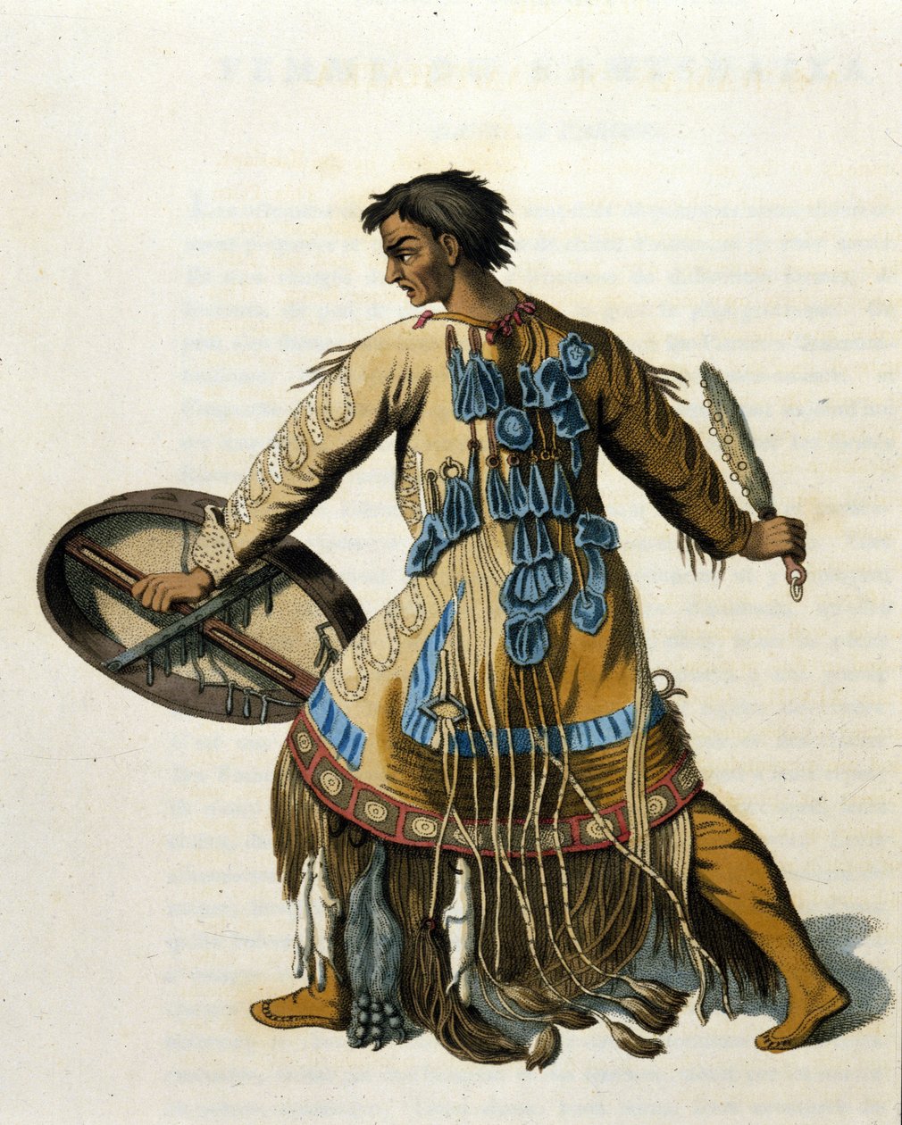 Bir Sibirya şamanı. 19. yüzyıl gravürü. by Unknown artist