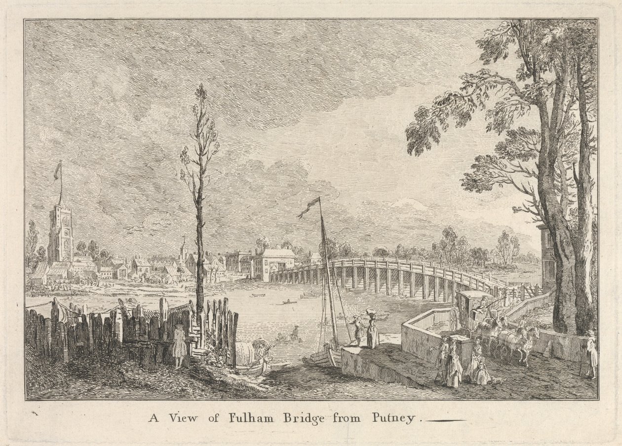 Fulham Köprüsü'nün Putney'den Görünümü by Unknown artist