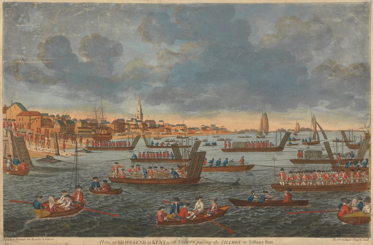 Askerlerin Thames Nehri'ni Tilbury Kalesi'ne Geçtiği Kent'teki Gravesend'den Bir Görünüm by Unknown artist