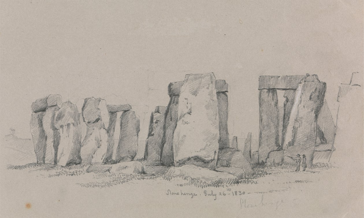 Ön Planda İki Figürlü Stonehenge Görünümü by Unknown artist