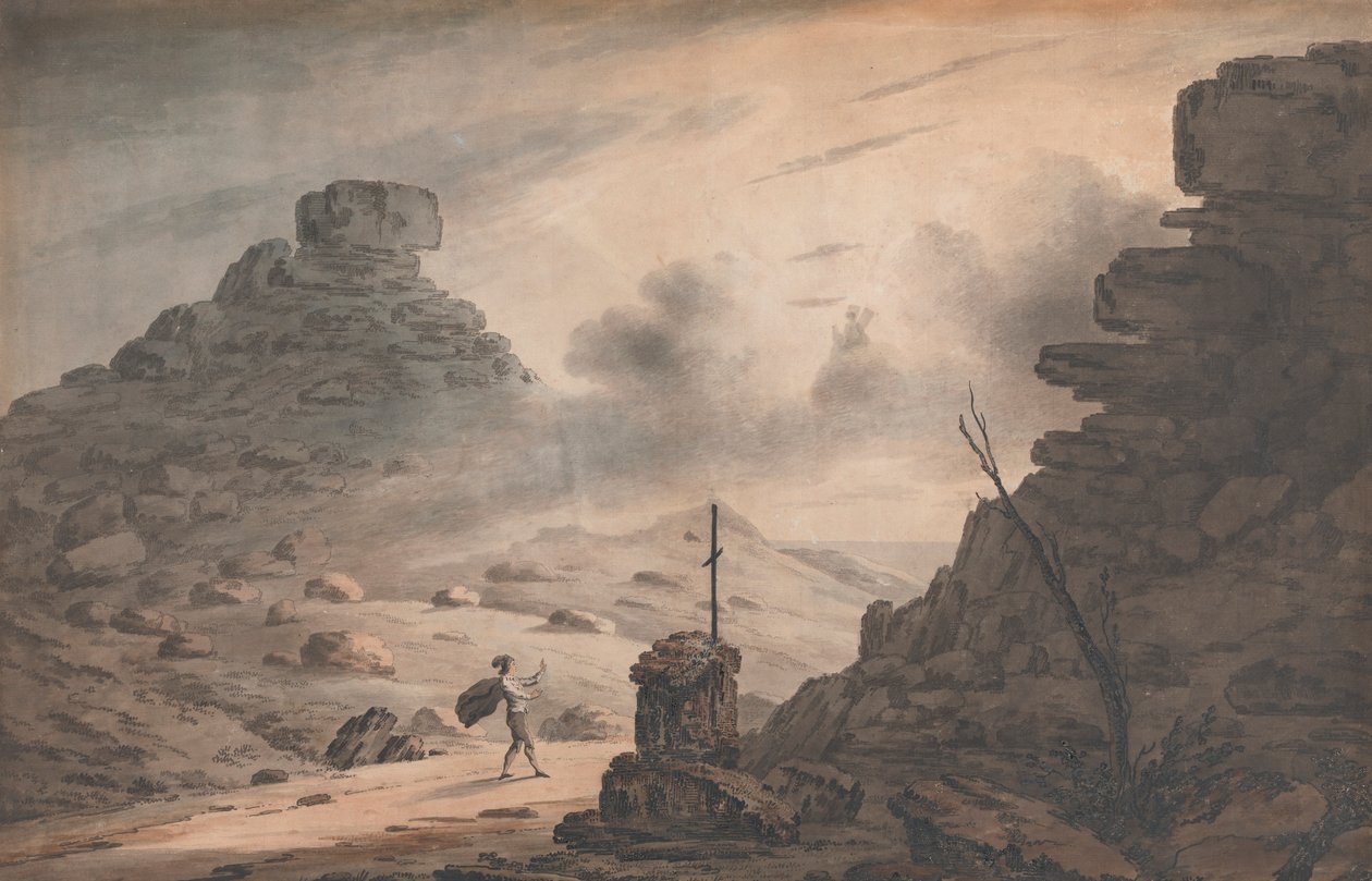 Tempest, Perde 1'den bir sahne ile Devon, Stones Vadisi'nden Bir Görünüm by Unknown artist