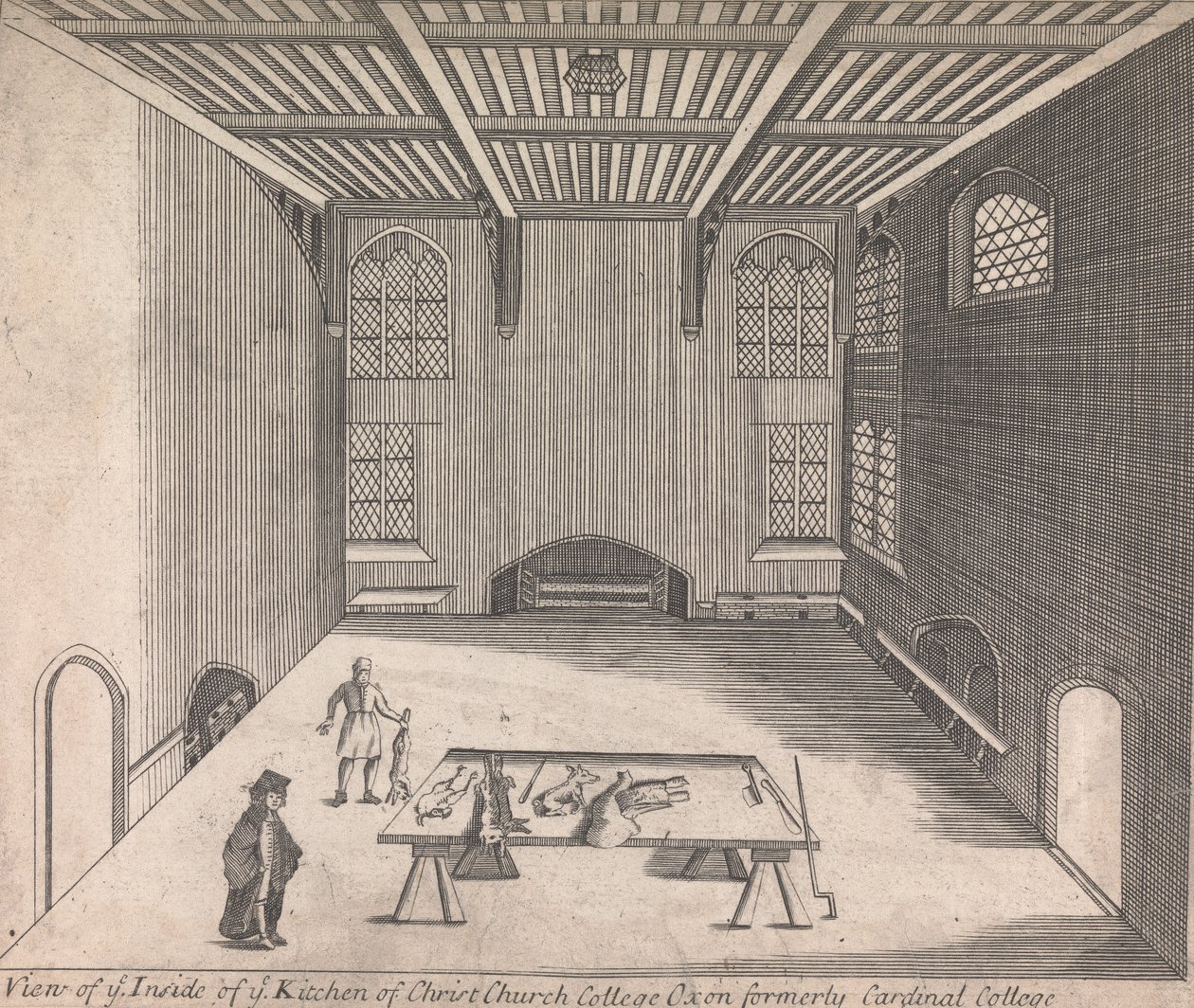 Oxon eski adı Cardinal College olan Christ Church College Mutfağınızın İçerisinden Bir Görünüm; [numaralandırılmamış] (Birinci Cilt) by Unknown artist