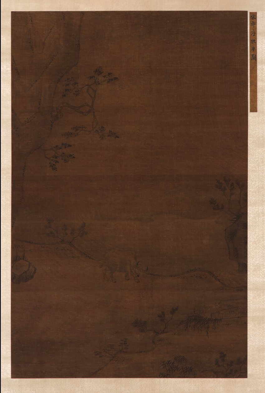 Bir manda ve bir derenin yanında bir sürü çocuğu by Unknown artist