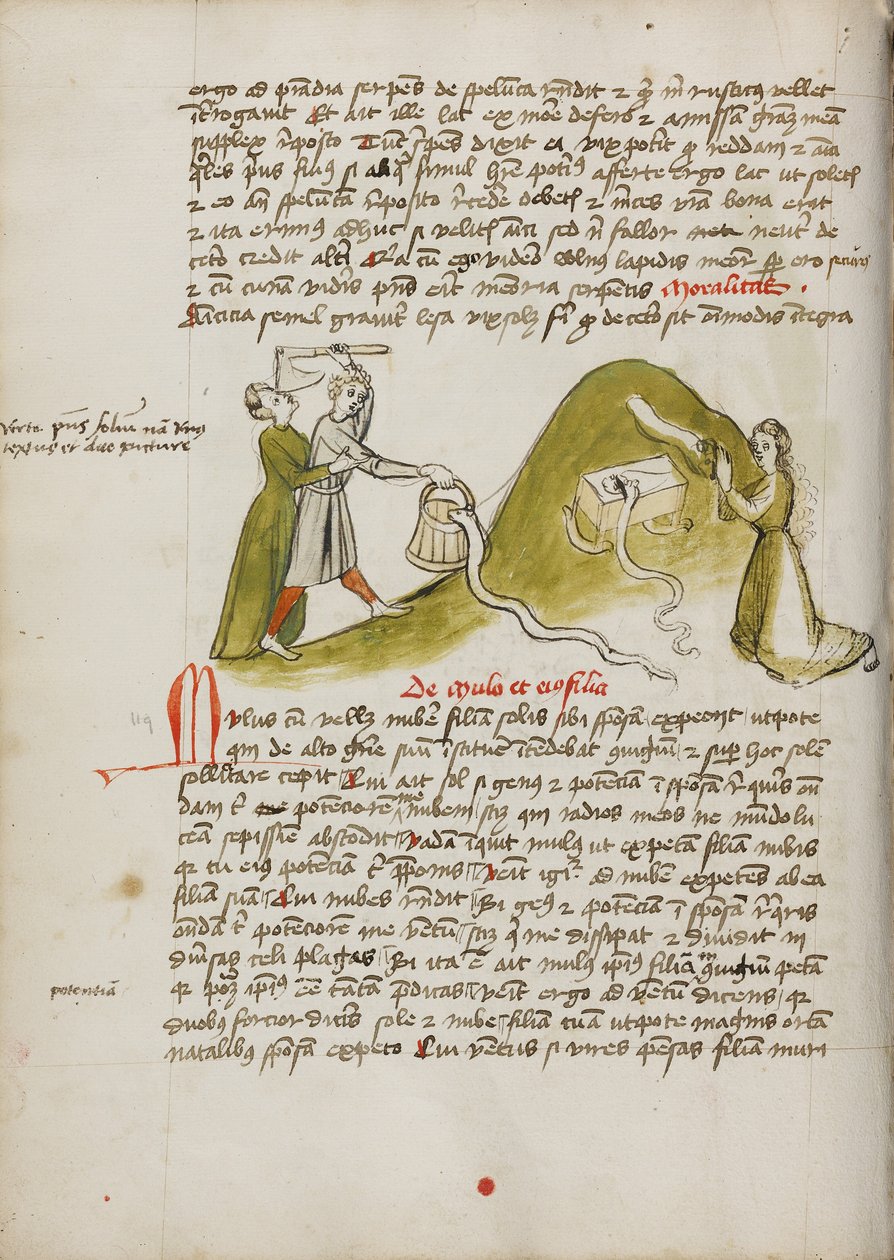 Dua Eden Bir Kadın ve Yakındaki Bir Tepede Bir Yılan; Baltayla Yılanı Öldürmeye Çalışan Bir Adam by Unknown artist
