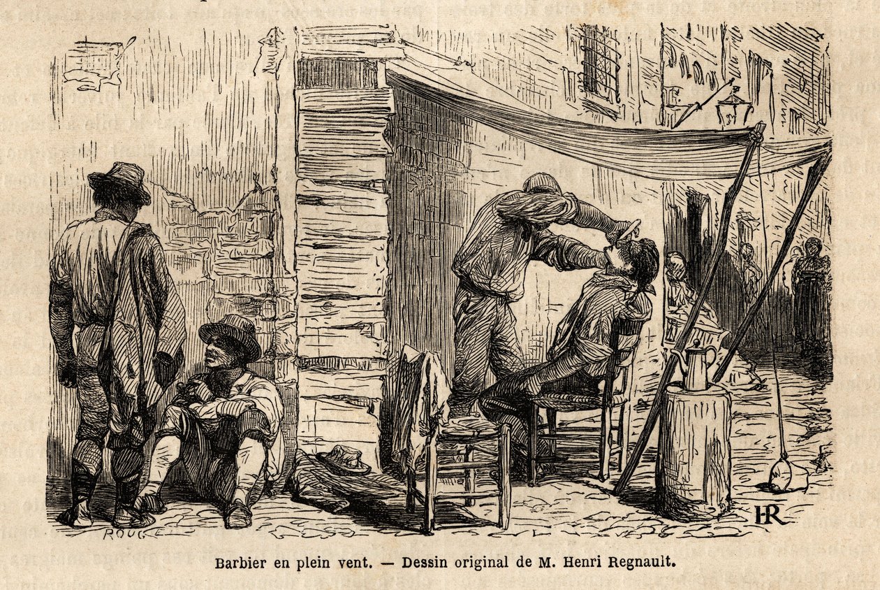 Roma sokaklarında rüzgarda bir berber. Francis Wey