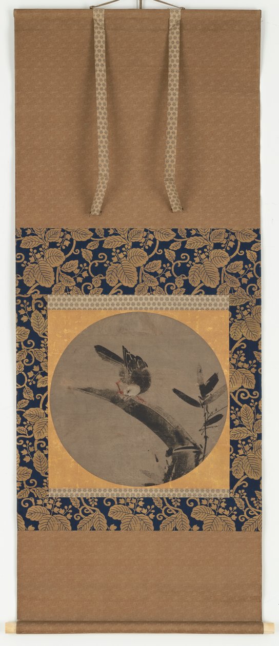 Bambu kütüğünde bir kuş by Unknown artist