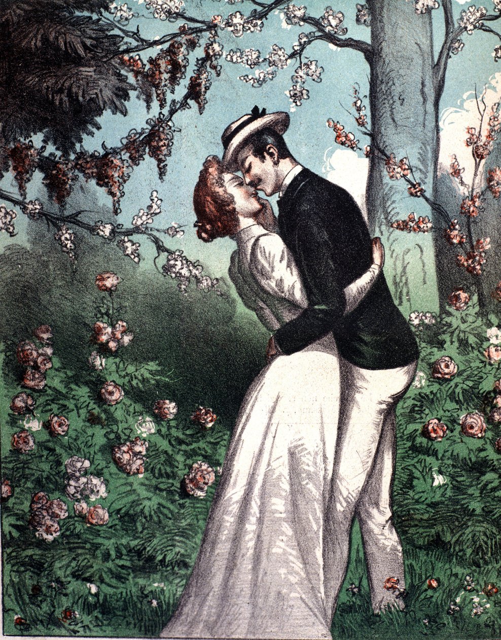 Kendilerini öpen bir çift aşık. by Unknown artist