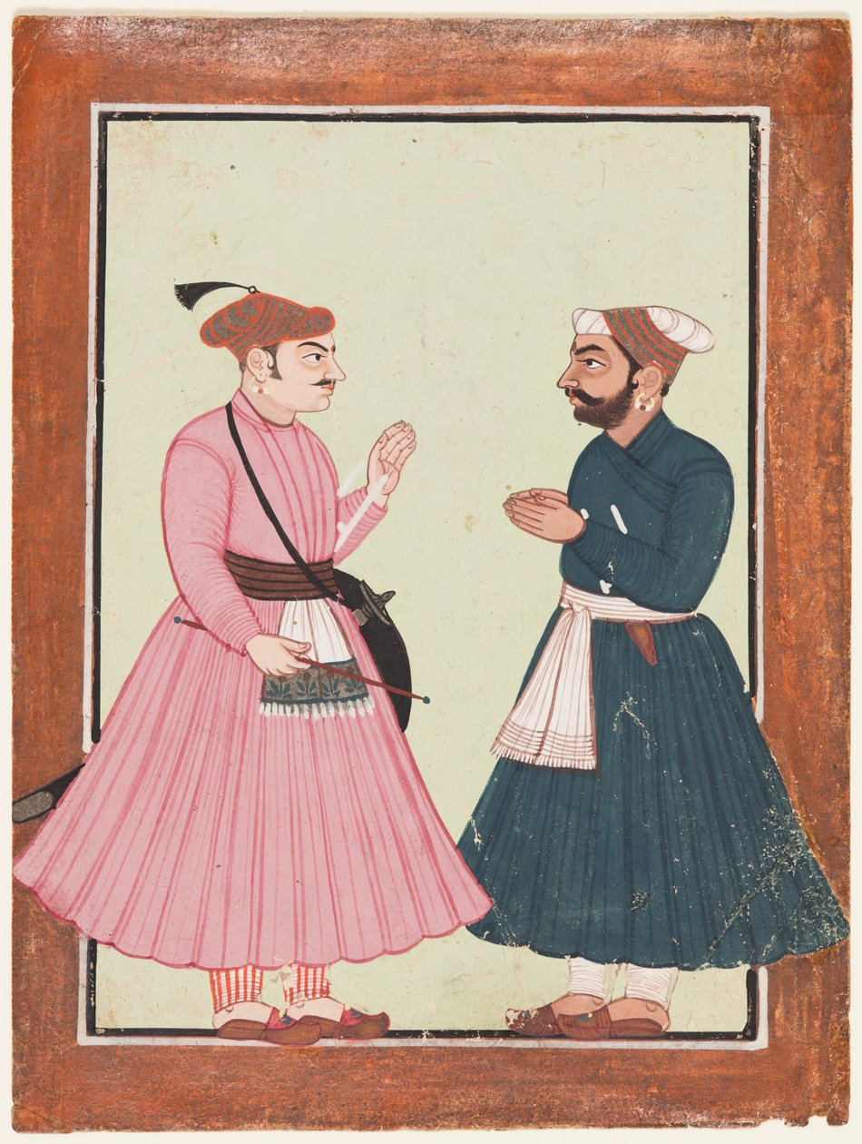 Bir asil, muhtemelen Raja Gaur Sen, başka bir asil alır by Unknown artist